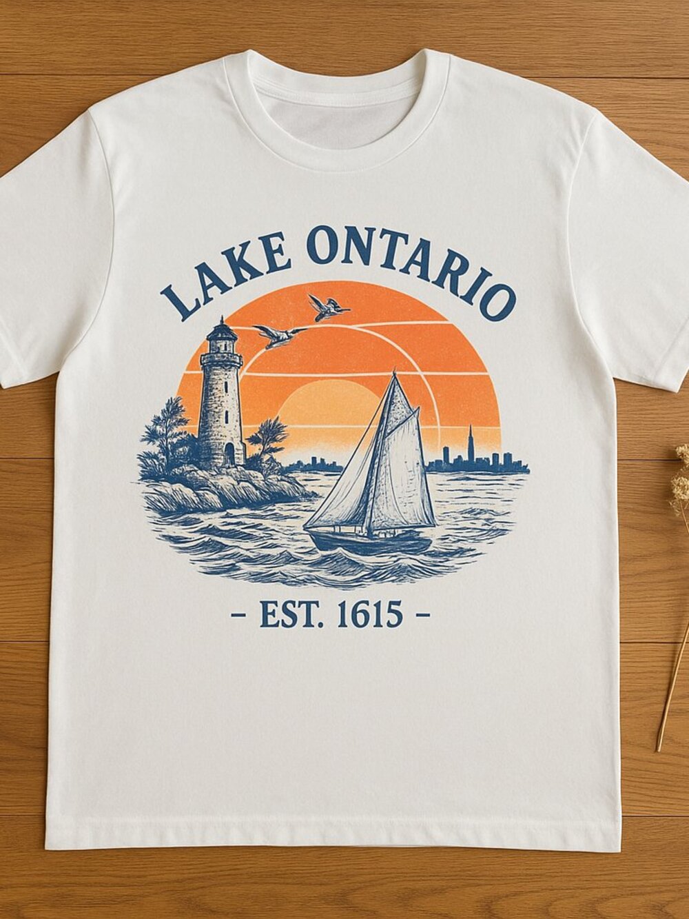 Lake Ontario Graphic T-Shirt, Vintage Sailboat Sunset Tee, Retro Lake Life Shirt